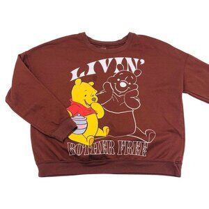 Disney‎ Winnie The Pooh Livin Crewneck Sweatshirt Brown Women's Size XL